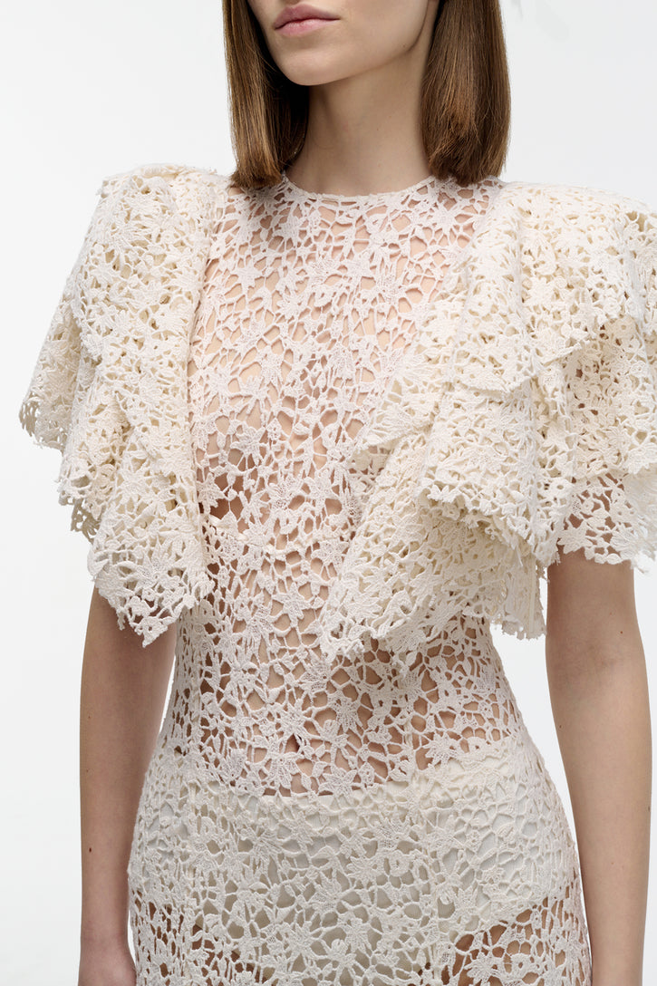 Lulsy Dress in Ivory Floral Cashmere Lace