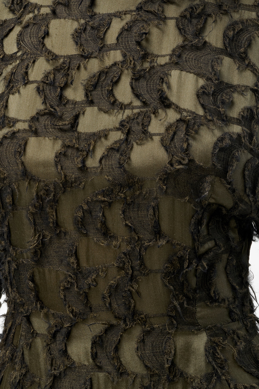 Coretta Dress in Olive Silk Wool Fil Coupé