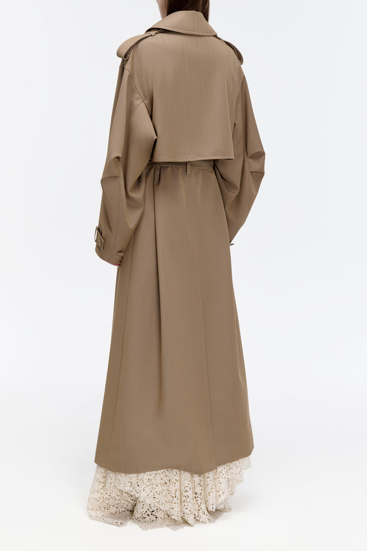 Tellus Trench Coat in Camel Cross-dyed Wool