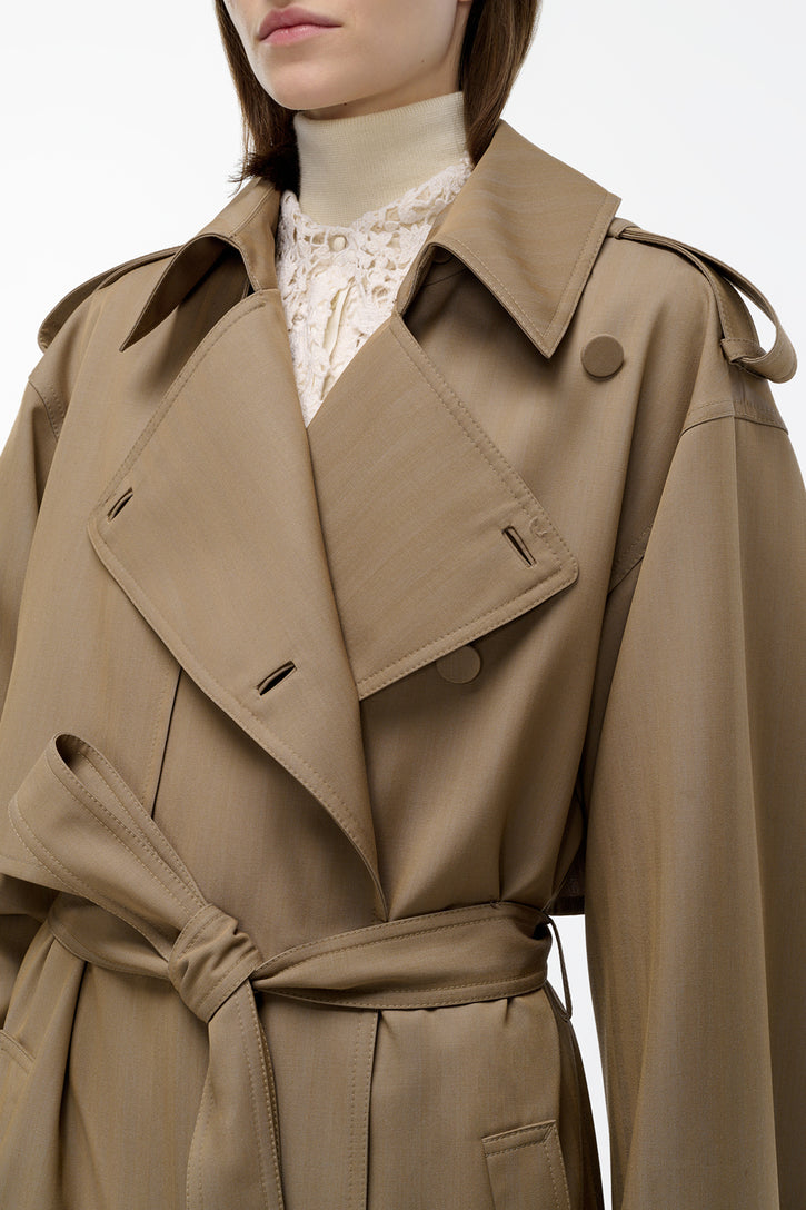 Tellus Trench Coat in Camel Cross-dyed Wool