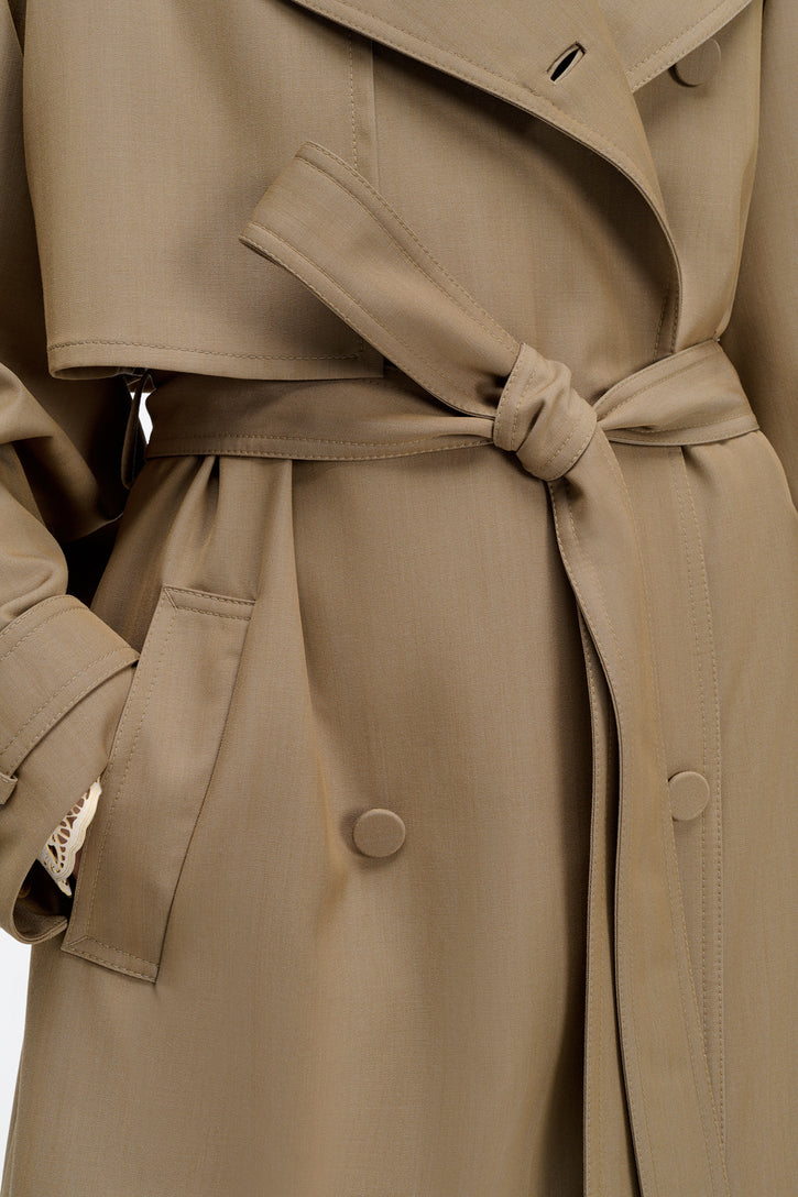 Tellus Trench Coat in Camel Cross-dyed Wool