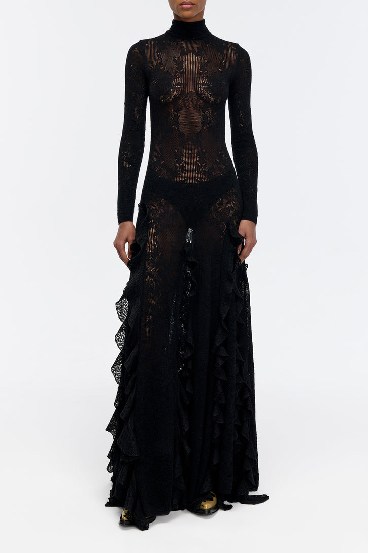 Solway Dress in Black Merino Silk