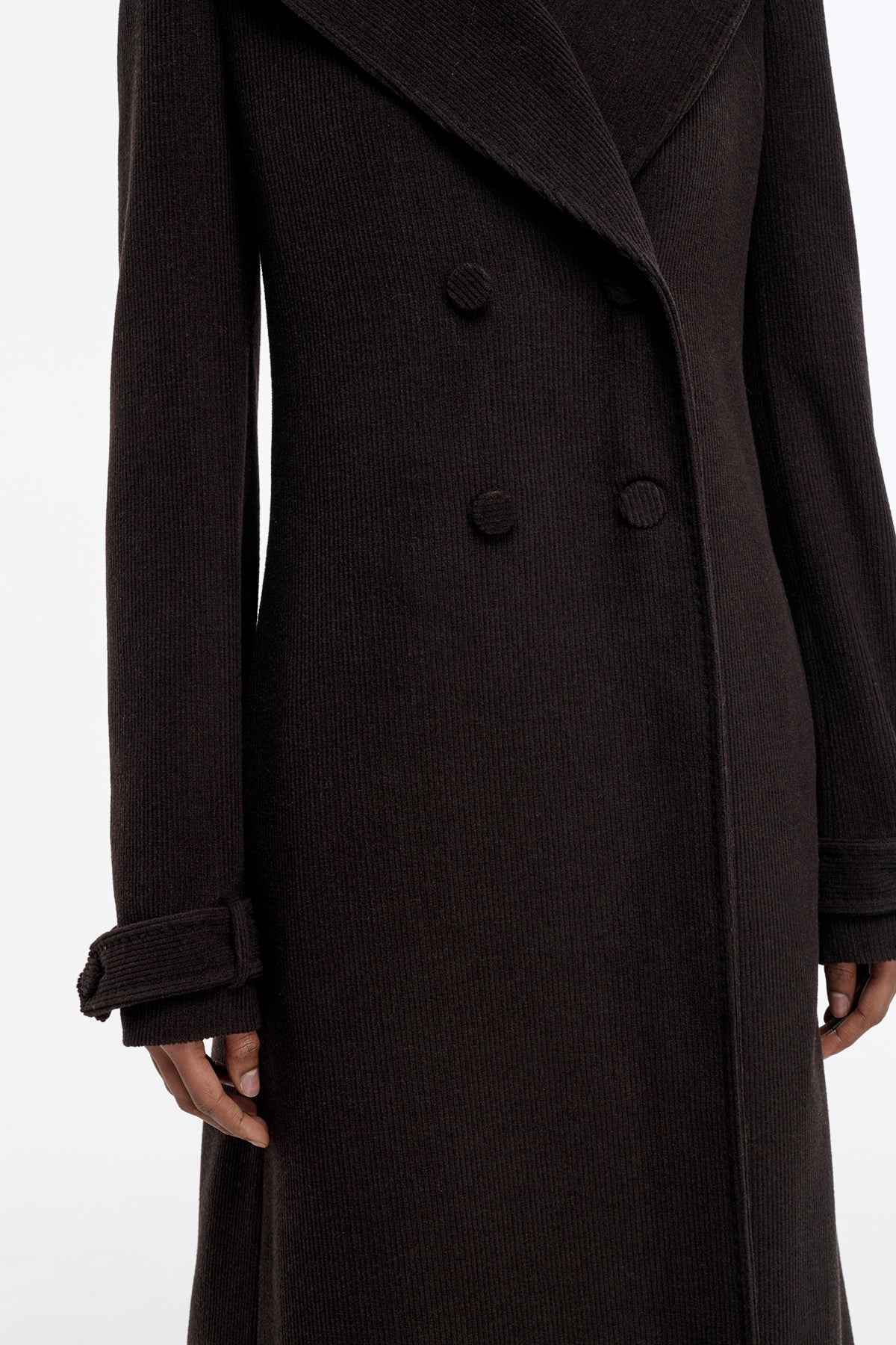 Houstt Trench Coat in Chocolate Cashmere Corduroy