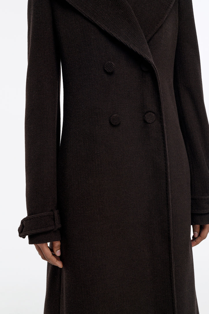 Houstt Trench Coat in Chocolate Cashmere Corduroy