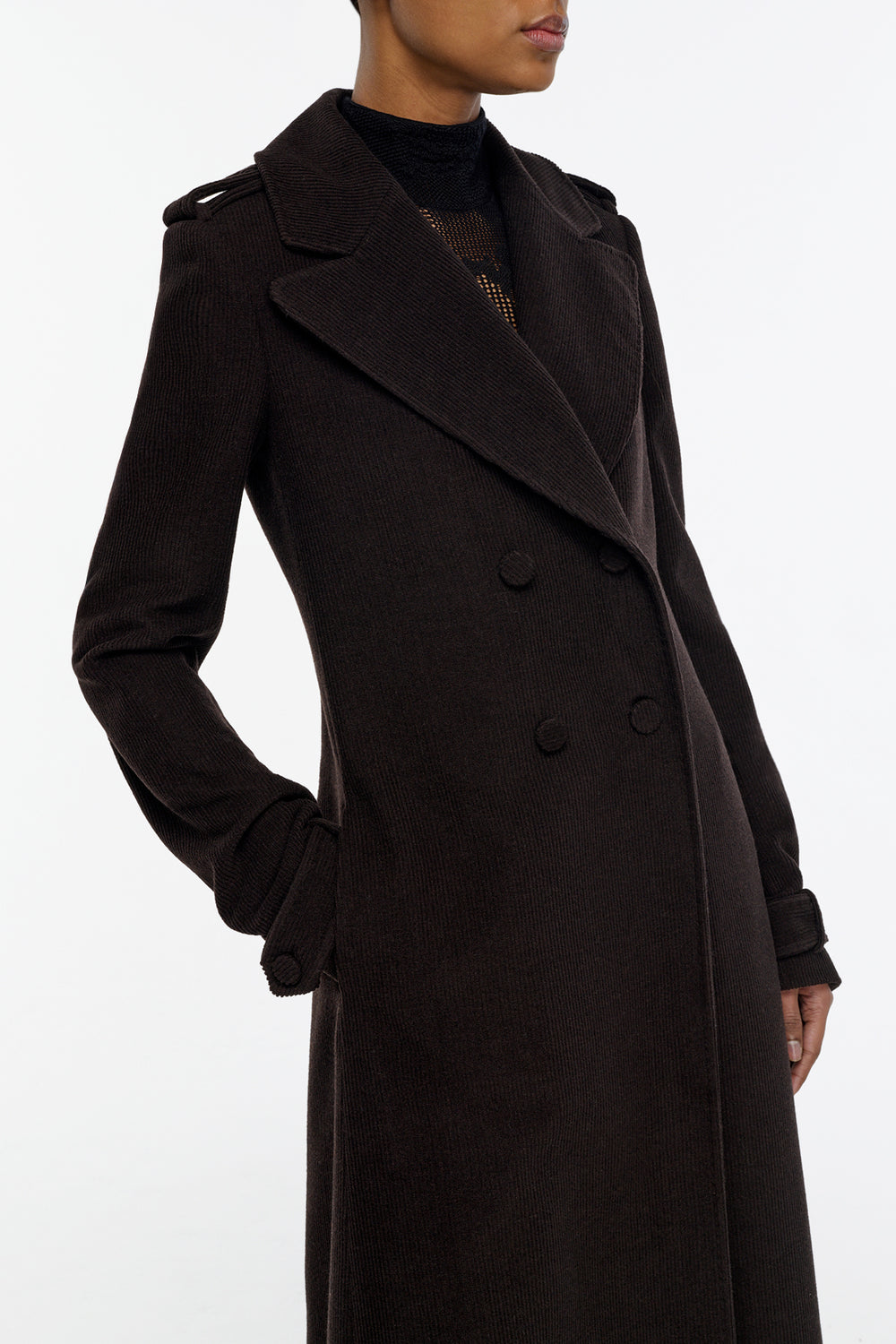 Houstt Trench Coat in Chocolate Cashmere Corduroy