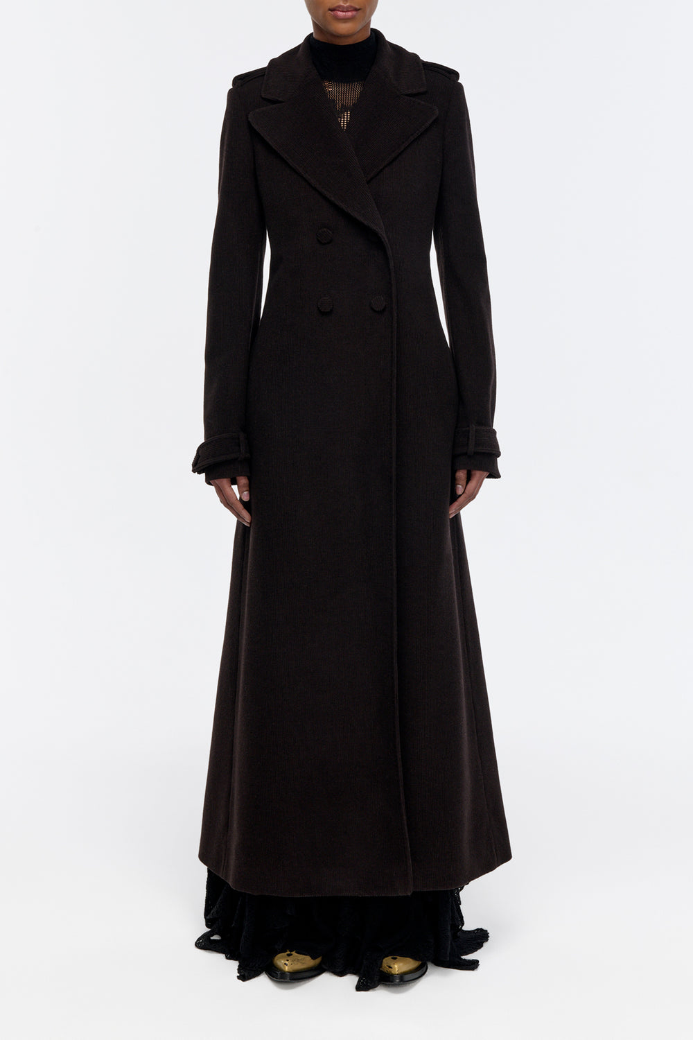 Houstt Trench Coat in Chocolate Cashmere Corduroy