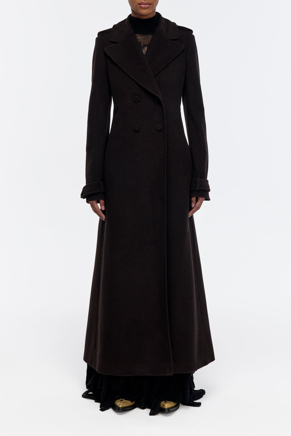 Houstt Trench Coat in Chocolate Cashmere Corduroy