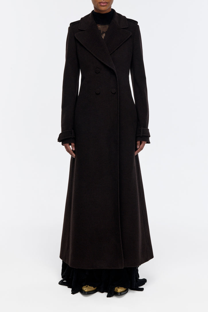 Houstt Trench Coat in Chocolate Cashmere Corduroy