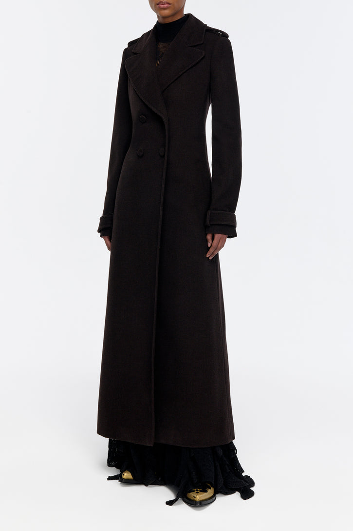 Houstt Trench Coat in Chocolate Cashmere Corduroy