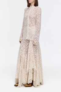 Patterson Skirt in Ivory Floral Cashmere Lace