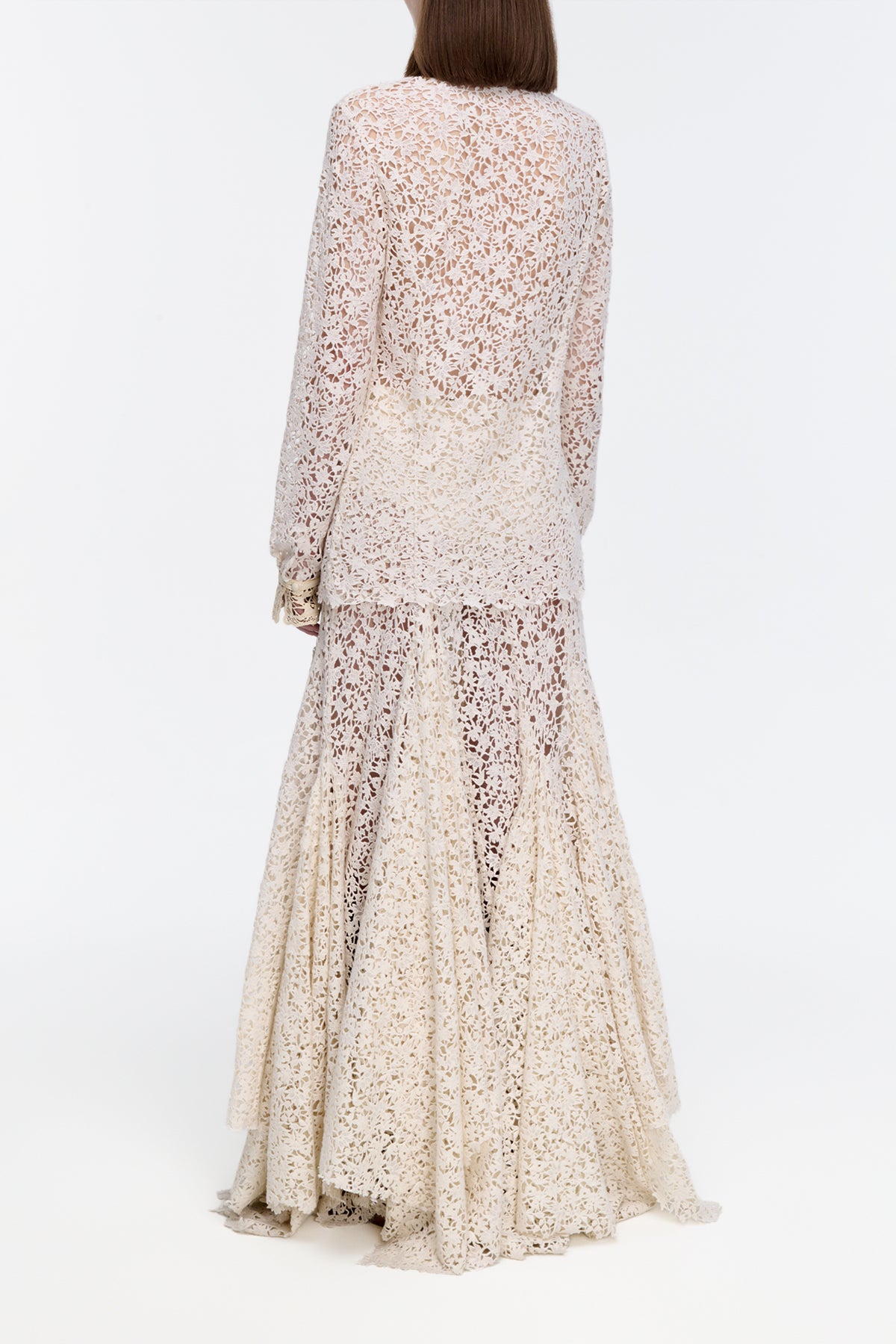 Vera Shirt in Ivory Floral Cashmere Lace