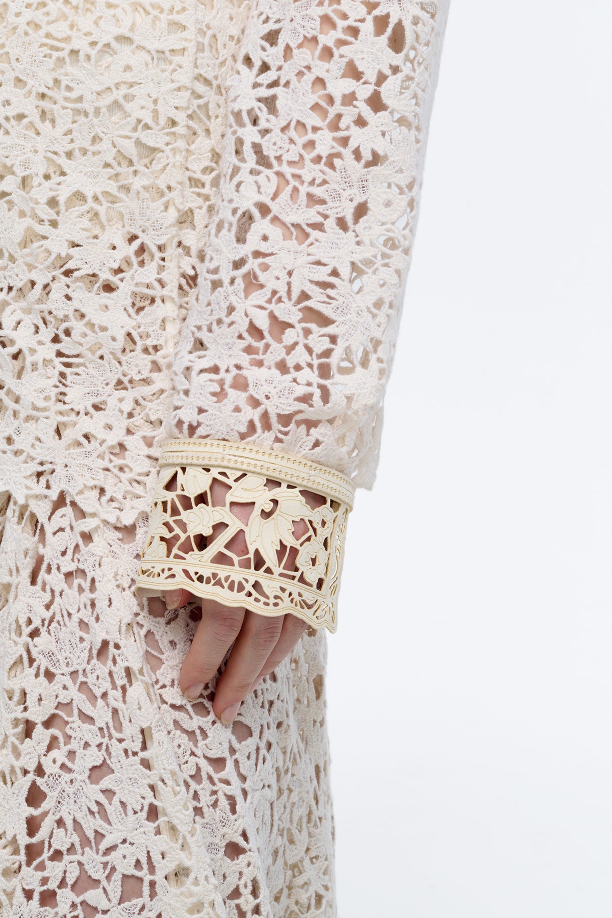 Vera Shirt in Ivory Floral Cashmere Lace