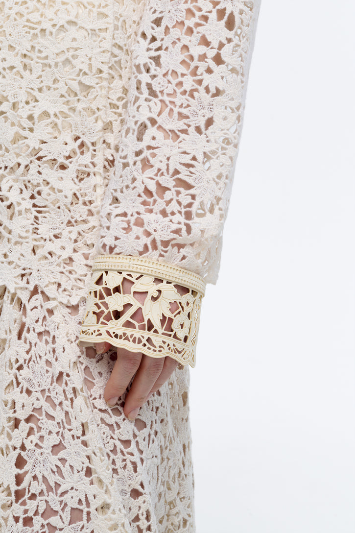 Vera Shirt in Ivory Floral Cashmere Lace