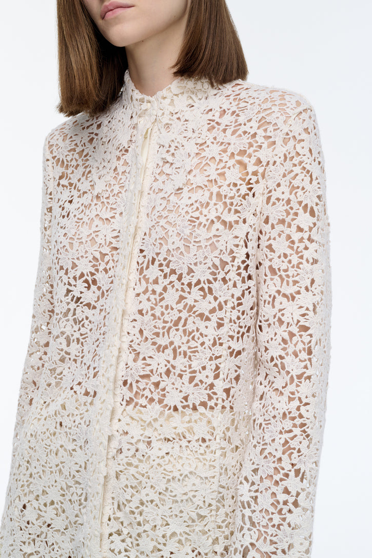 Vera Shirt in Ivory Floral Cashmere Lace