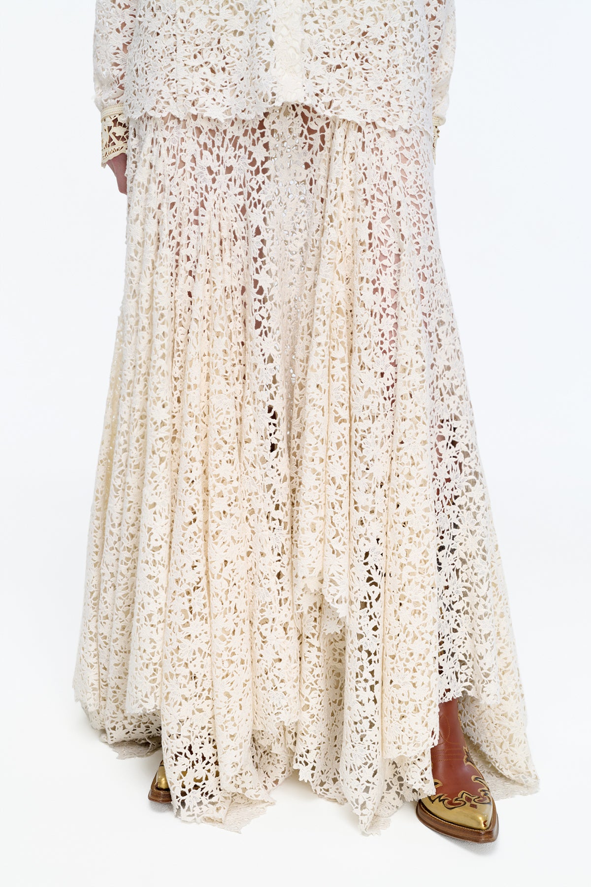 Patterson Skirt in Ivory Floral Cashmere Lace