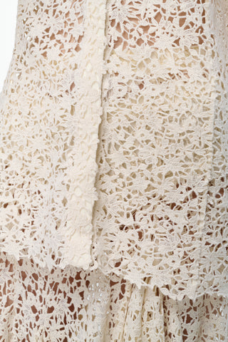 Vera Shirt in Ivory Floral Cashmere Lace with Suede Lace Cuffs