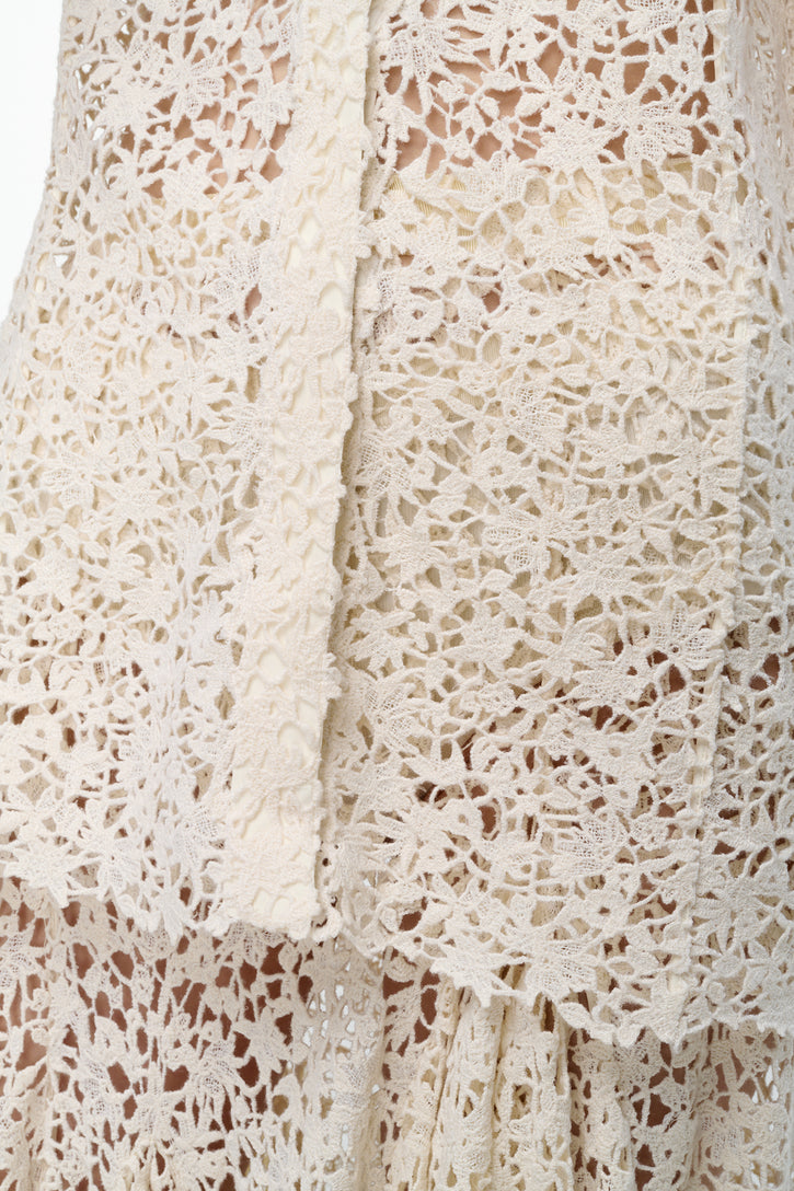 Vera Shirt in Ivory Floral Cashmere Lace