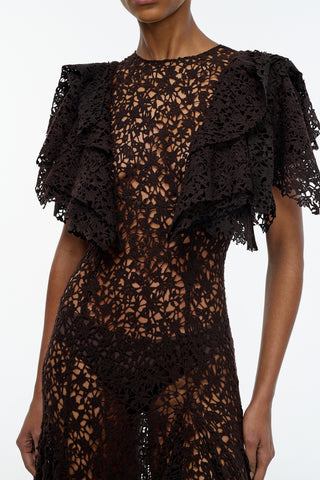 Lulsy Dress in Chocolate Floral Cashmere Lace
