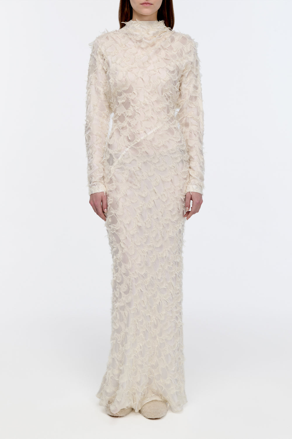 Aberdeen Dress in Ivory Silk Wool