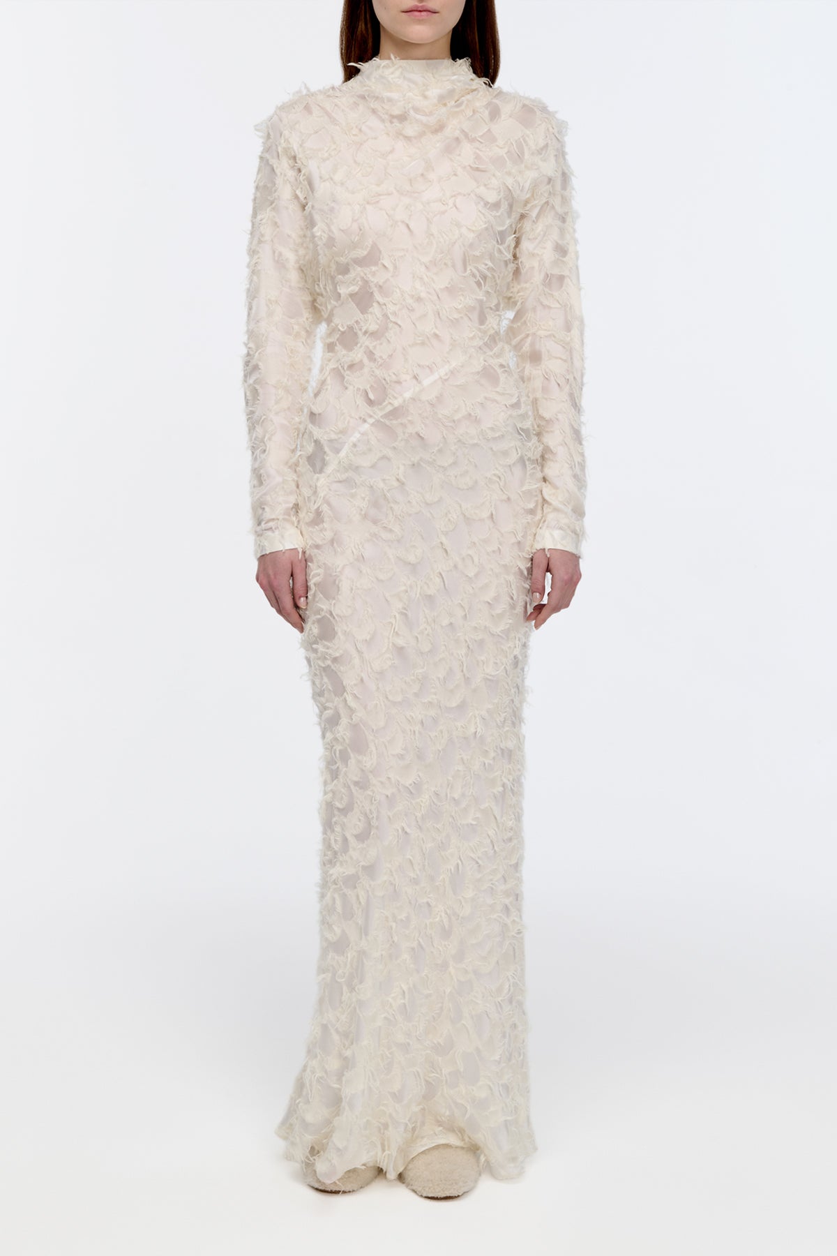 Aberdeen Dress in Ivory Silk Wool