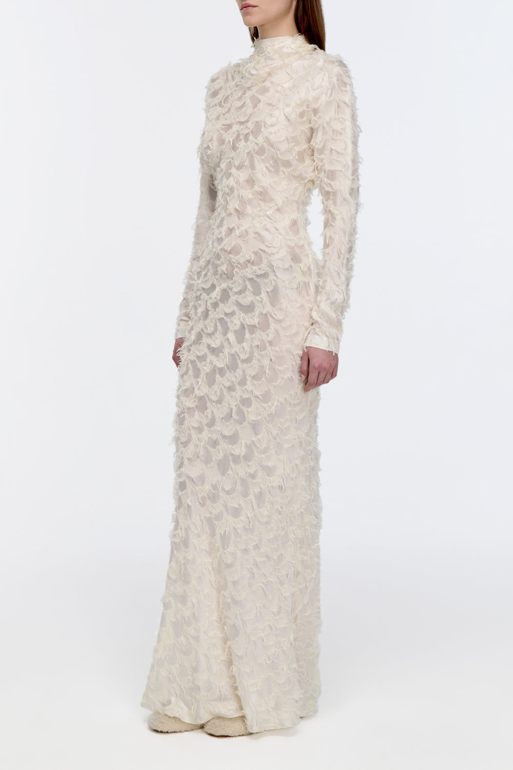 Aberdeen Dress in Ivory Silk Wool