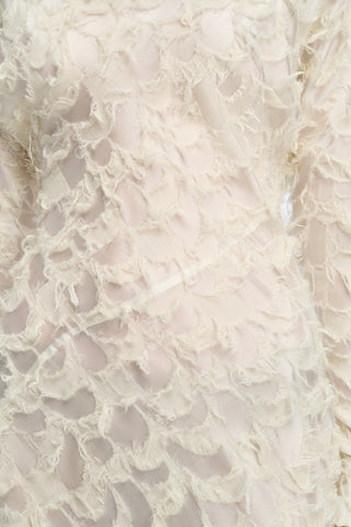 Aberdeen Dress in Ivory Silk Wool Fil Coupé