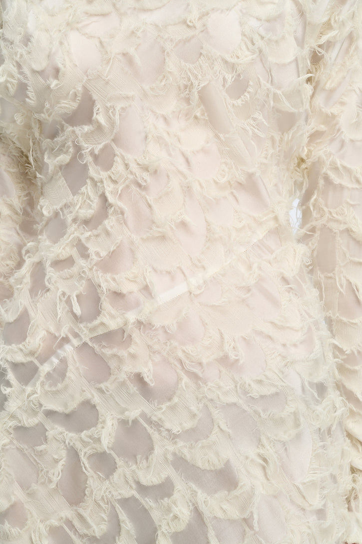 Aberdeen Dress in Ivory Silk Wool Fil Coupé