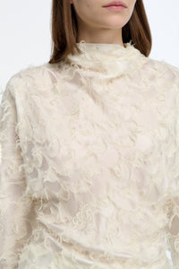 Geraldine Top in Ivory Silk Wool Fil Coupé