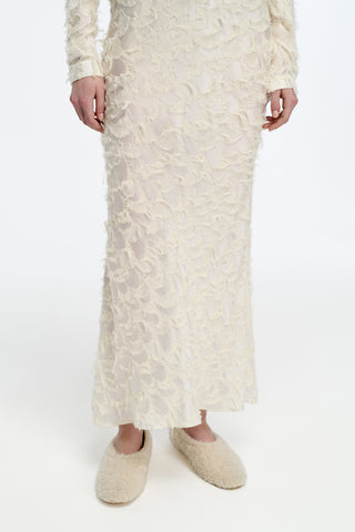 Frei Skirt in Ivory Silk Wool Fil Coupé