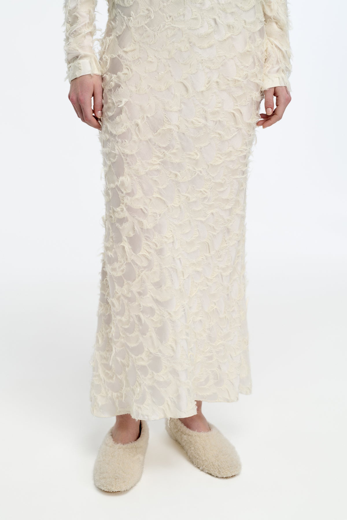 Frei Skirt in Ivory Silk Wool Fil Coupé