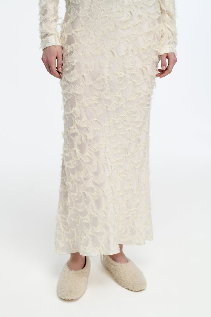 Frei Skirt in Ivory Silk Wool Fil Coupé