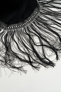 Anne Macrame Dress in Black Silk Satin