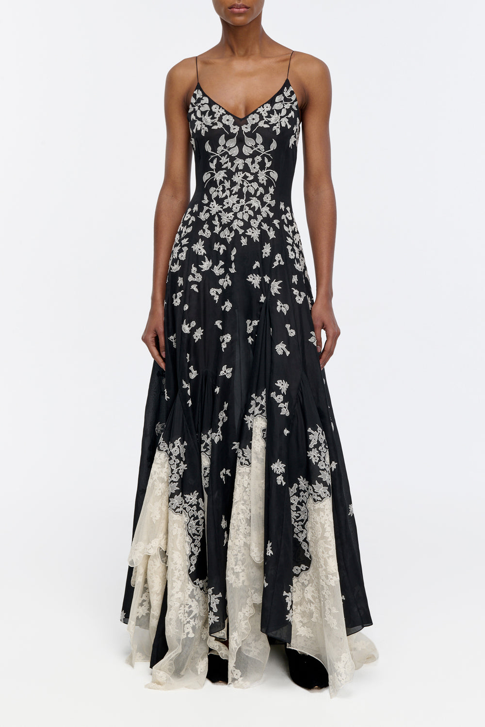 Neville Slip Dress  in Black Sheer Silk Organza