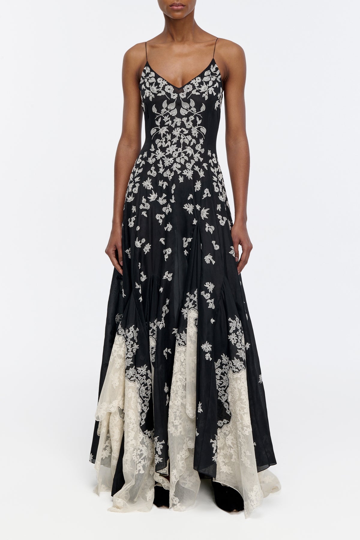 Neville Slip Dress  in Black Sheer Silk Organza