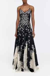 Neville Slip Dress  in Black Sheer Silk Organza