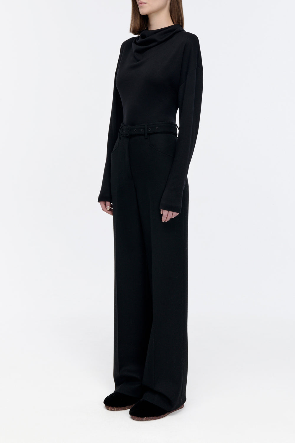 Paget Top in Black Cashmere Jersey