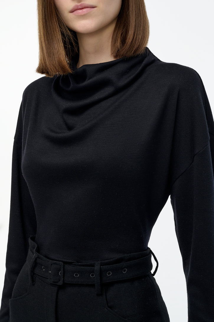 Paget Top in Black Cashmere Jersey