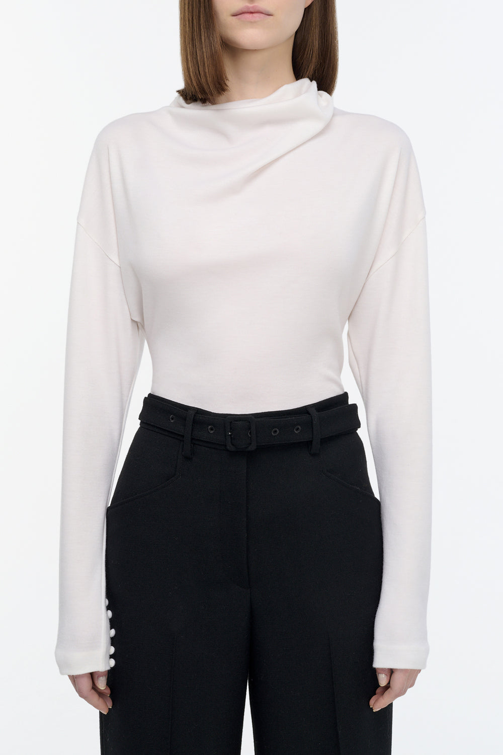 Paget Top in Ivory Cashmere Jersey