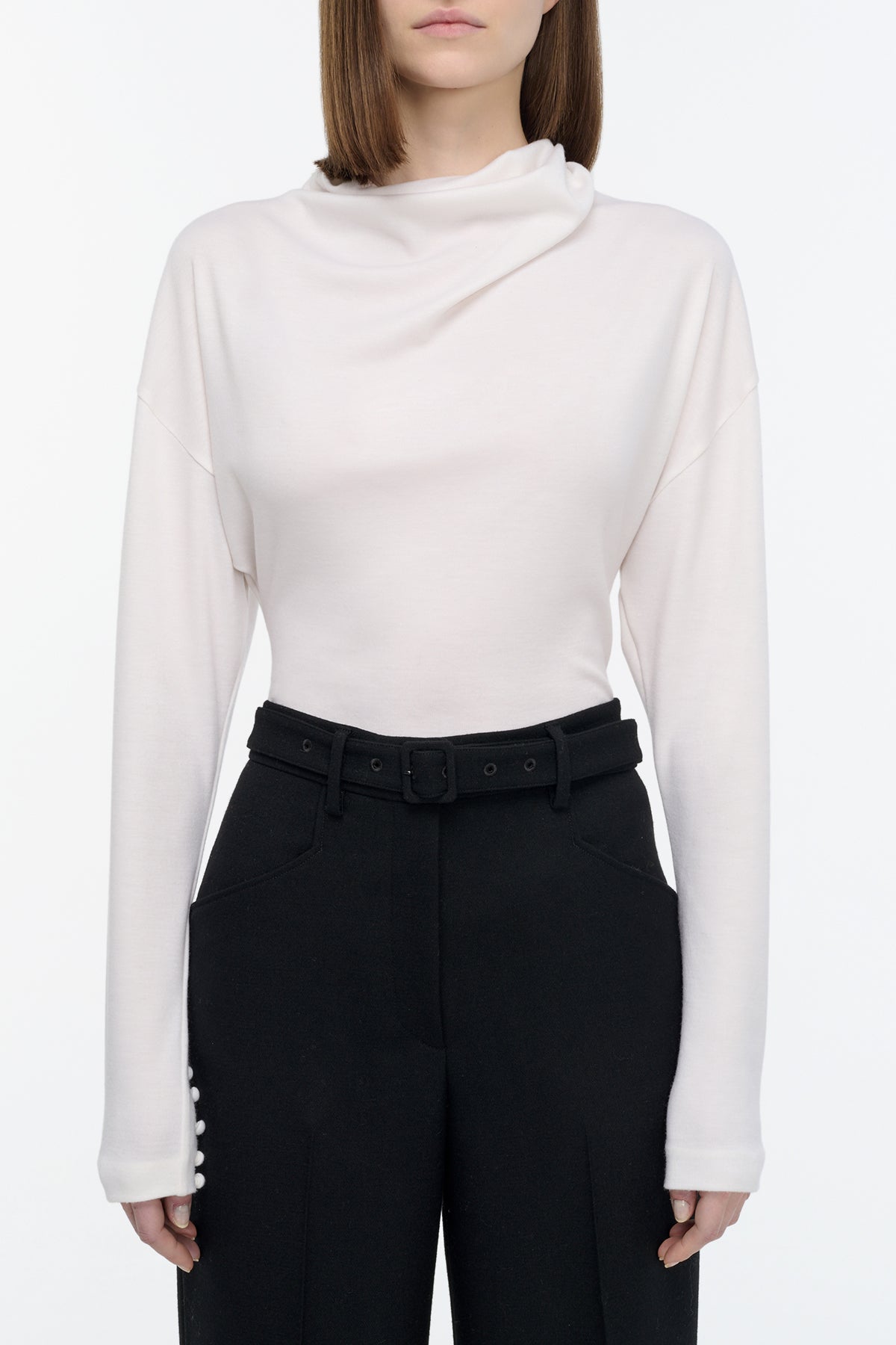 Paget Top in Ivory Cashmere Jersey