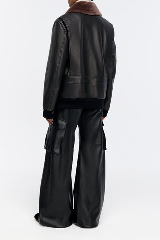 Eos Barrel-leg Cargo Pant in Black Soft Leather