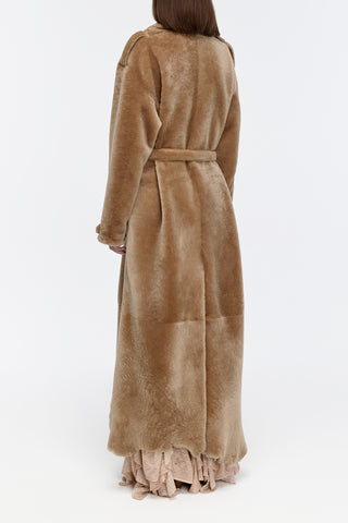 Tellus Trench Coat in Champagne Shearling