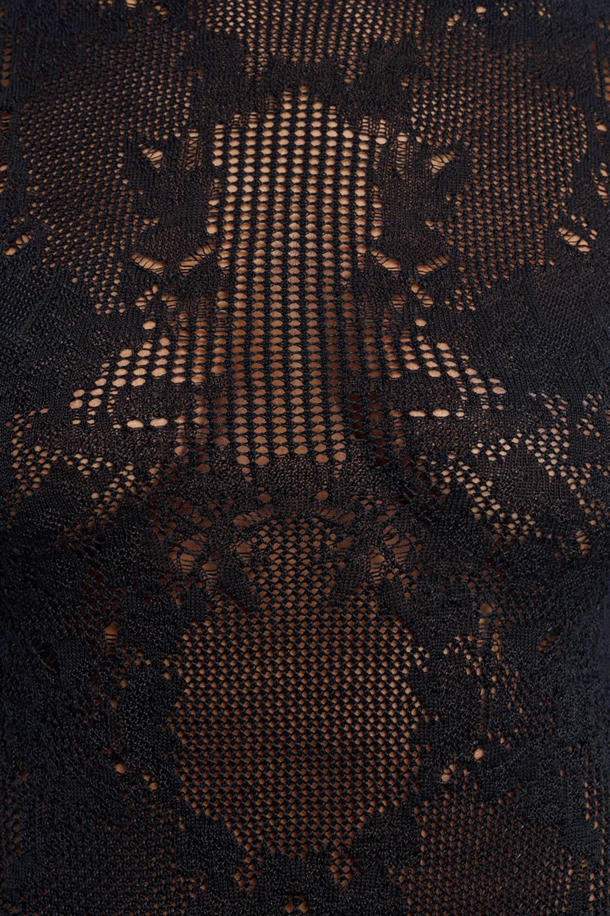 Feal Pointelle Knit Lace Bodysuit in Black Silk Merino Wool