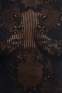 Feal Pointelle Knit Lace Bodysuit in Black Silk Merino Wool