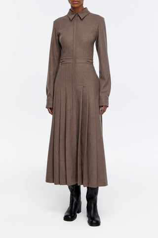 Ethel Shirtdress in Walnut Wool Cashmere Flannel