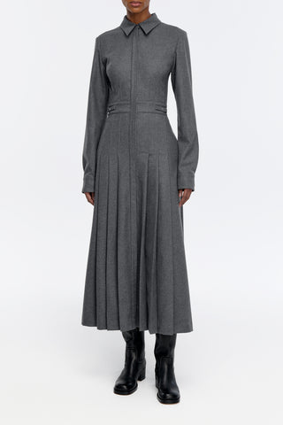 Ethel Shirtdress in Smoke Wool Cashmere Flannel