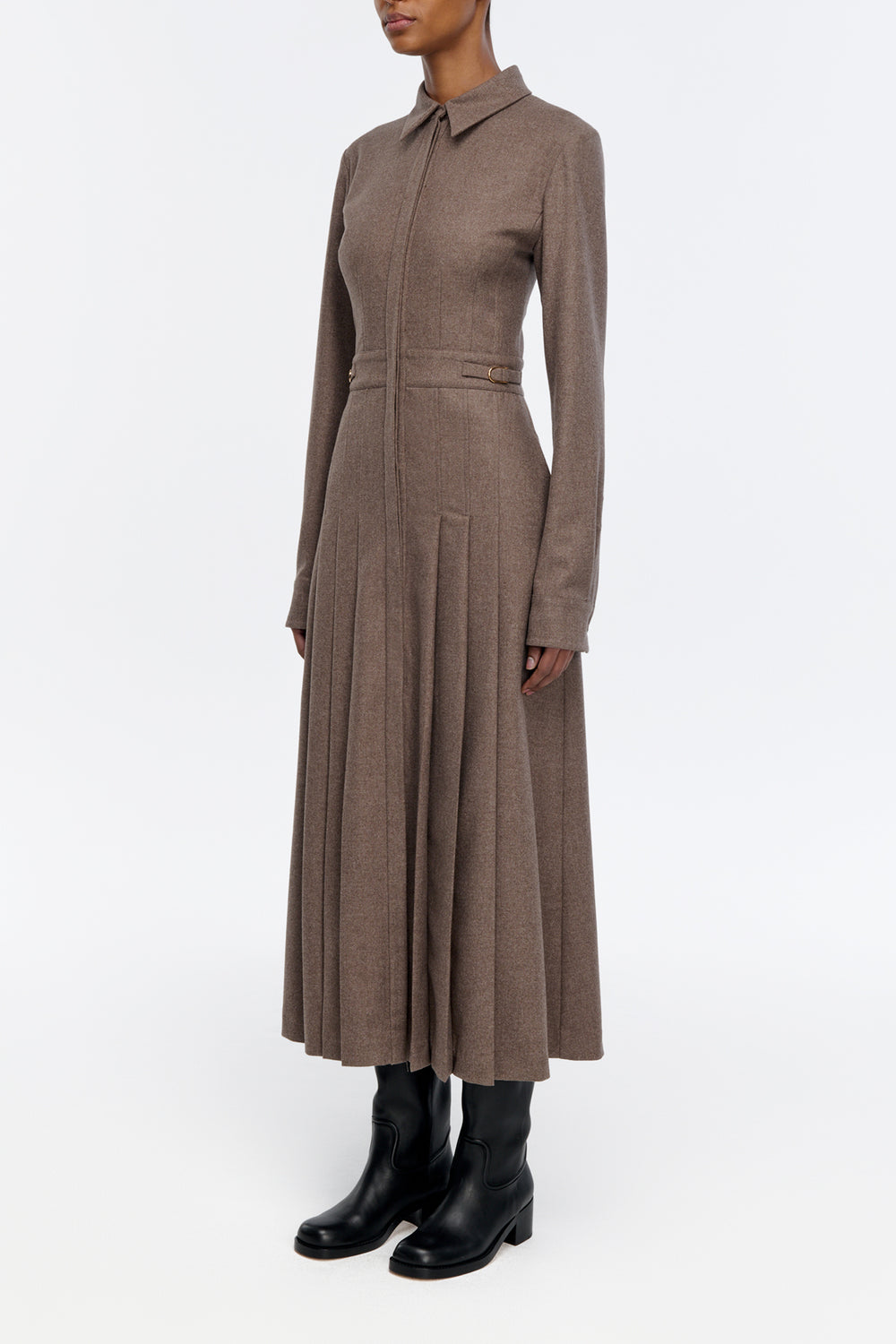 Ethel Shirtdress in Walnut Wool Cashmere Flannel