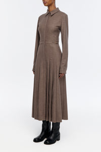 Ethel Shirtdress in Walnut Wool Cashmere Flannel