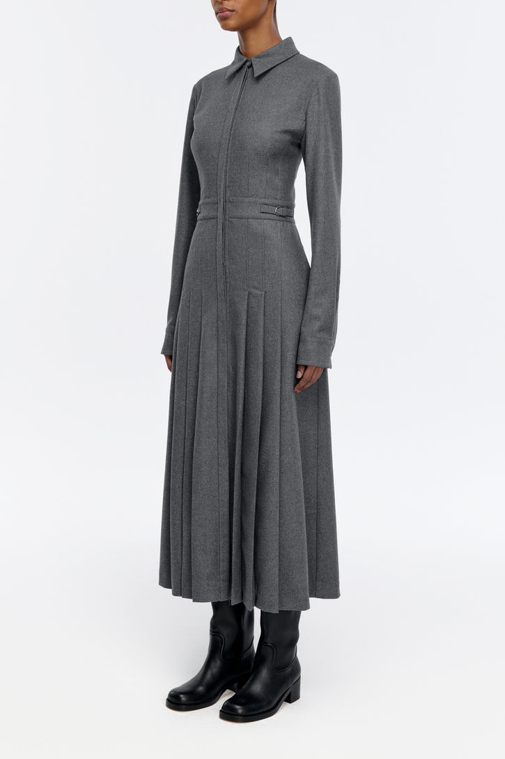 Ethel Shirtdress in Smoke Wool Cashmere Flannel