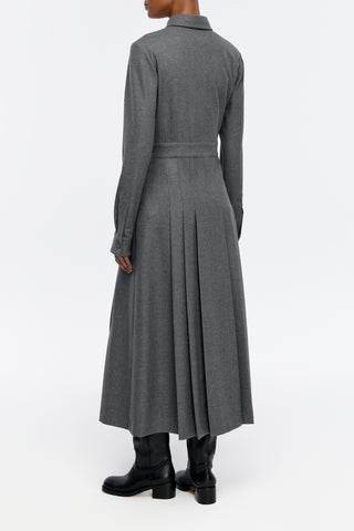 Ethel Shirtdress in Smoke Wool Cashmere Flannel