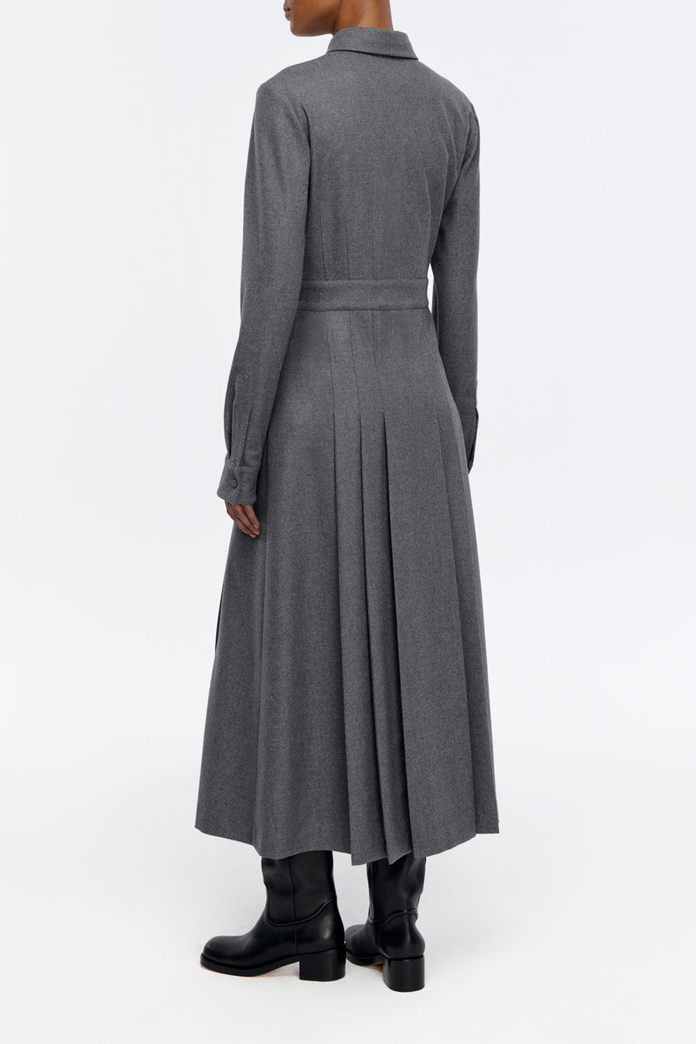 Ethel Shirtdress in Smoke Wool Cashmere Flannel